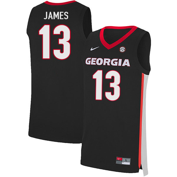 Men #13 Dylan James Georgia Bulldogs College Basketball Jerseys Stitched Sale-Black